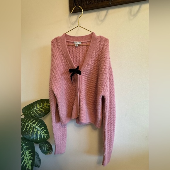 CREWCUTS 10-11Y Dusty Rose Cable-Knit Supersoft Yarn Cardigan - Picture 3 of 3